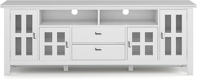 SIMPLIHOME Artisan SOLID WOOD 72 Inch Wide Contemporary TV Media Stand in White - Image 4