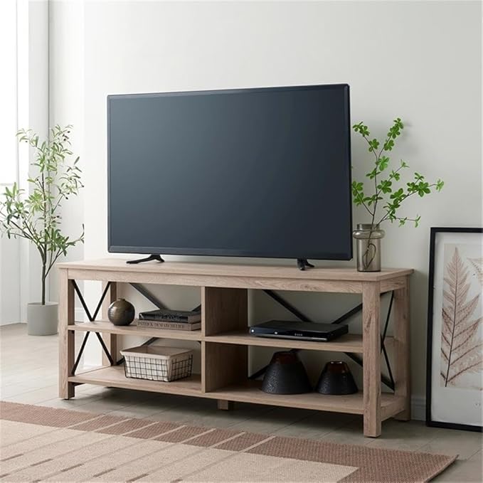 Henn&Hart Rectangular TV Stand for TV's up to 70" in White Oak, Electric - Image 5