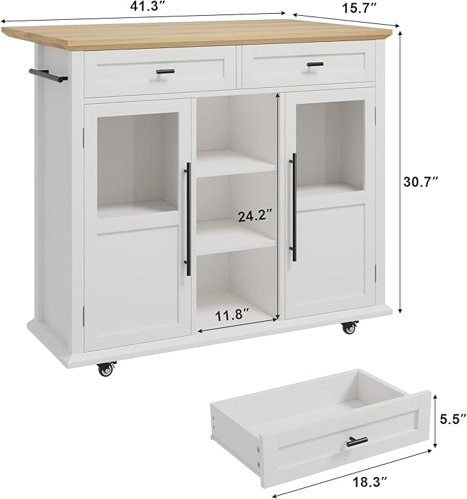 Mobile Modern Storage Island, Rolling Kitchen Island - Image 2