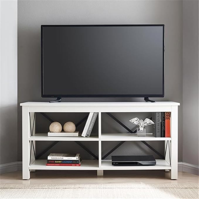 Henn&Hart Rectangular TV Stand for TV's up to 55" in White, TV Stands for the - Image 2
