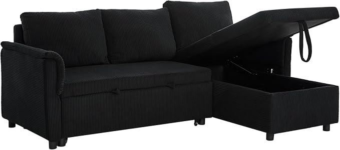 Ball & Cast L-Shape Reversible Sectional Sleeper Sofa Bed 4 in 1 Pull Out Couch - Image 15