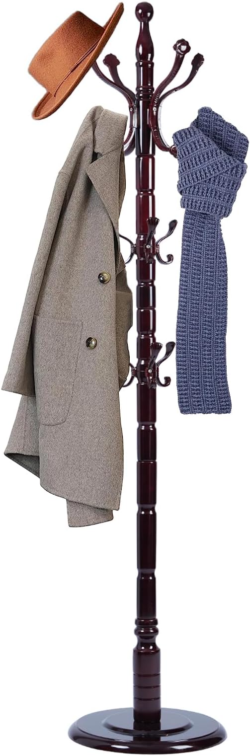 72 in Wood Coat Rack, Coat Rack Freestanding - Image 7