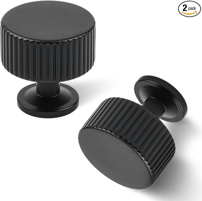 Matt Black Kitchen Cabinet Knob, 2 Pack Solid Brass Dresser Drawer Pulls by SALISENG