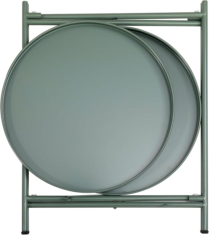 HollyHOME 2-Tier Round Side Table, Outdoor Small Folding Accent Stand - Image 8