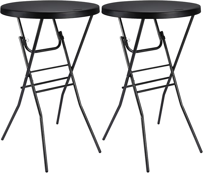 Cocktail Table 28in Folding Round High Top Indoor Outdoor by Home