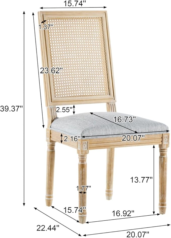 Merax Upholstered Solid Wood Dining Chairs Set of 6, French Country Style - Image 2