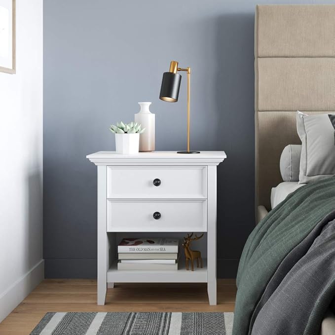 SIMPLIHOME Amherst SOLID WOOD 24 inch Wide Transitional Bedside Nightstand - Image 2