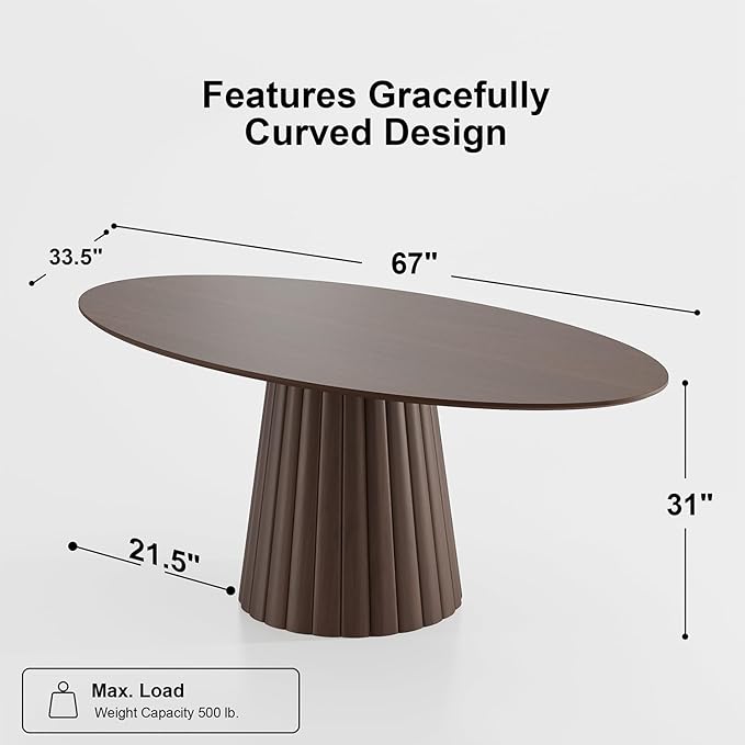 Casaphoria 67" Oval Dining Table, Modern Wood Kitchen Table - Image 2