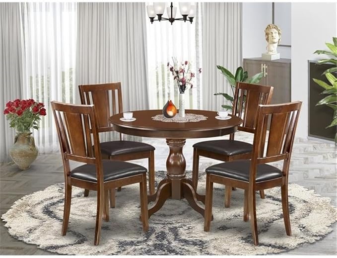 East West Furniture HBDU5-MAH-C 5 Piece Modern Dining Table Set Includes a - Image 2