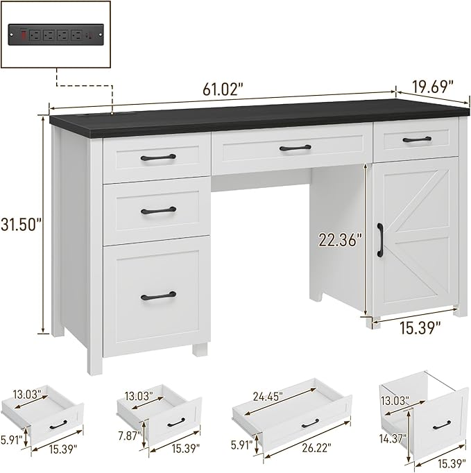 Farmhouse 61'' Executive Desk - Image 2