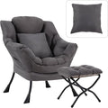 Large Lazy Chair with Ottoman, Accent Reading Chair with a Throw Pillow by HomeEastllyHome
