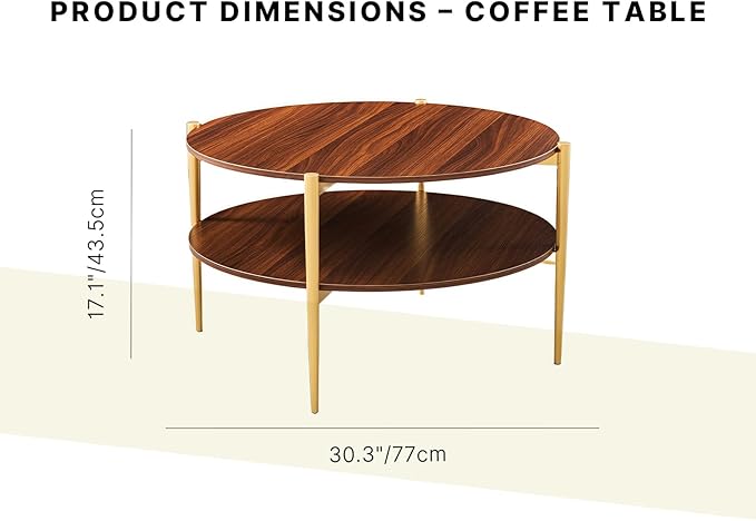 Shrine Round Glass Coffee Table, Mid-Century Modern Design, D30 x H17 in - Image 2