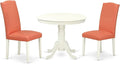 East West Furniture ANEN3-LWH-78 3 Piece Dining Set Contains a Round Kitchen by EastWestFurniture