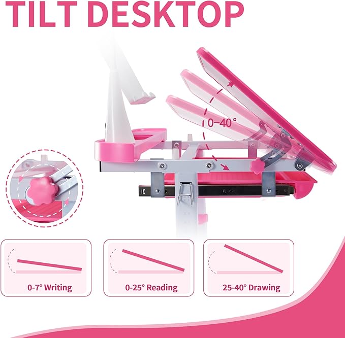 Diroan Kids Functional Desk and Chair Set, Ergonomic Height Adjustable Children - Image 3