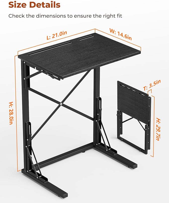 21''Wx28''H Folding TV Tray for Eating, Small Foldable C-Shaped Tray Table - Image 3