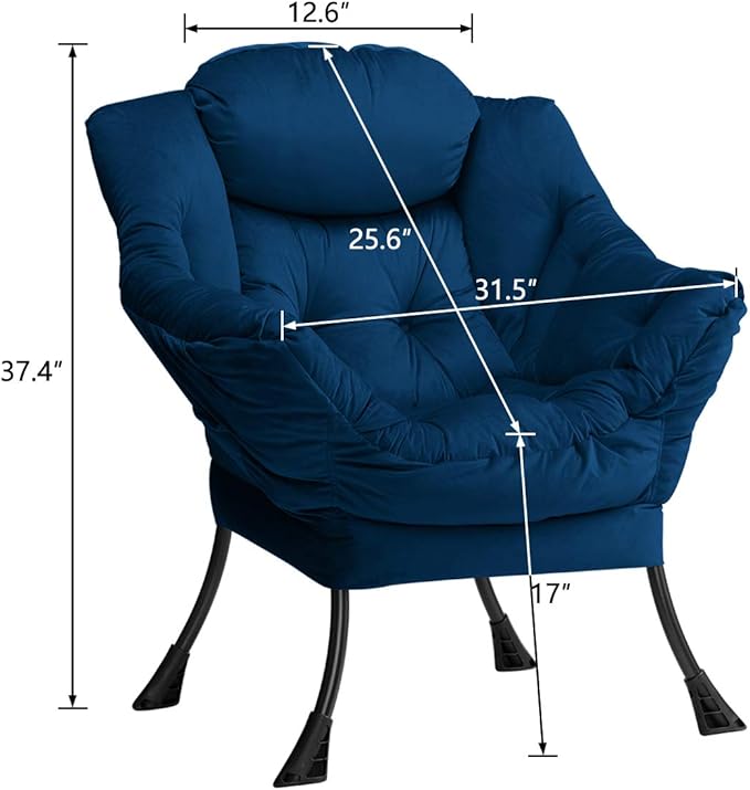 HollyHOME Modern Fabric Large Lazy Chair, Accent Oversized Comfy Reading Chair - Image 3
