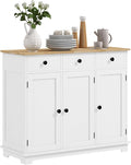 HOMCOM Sideboard with Solid Wood Countertop, Modern Kitchen Storage Cabinet by HOMCOM