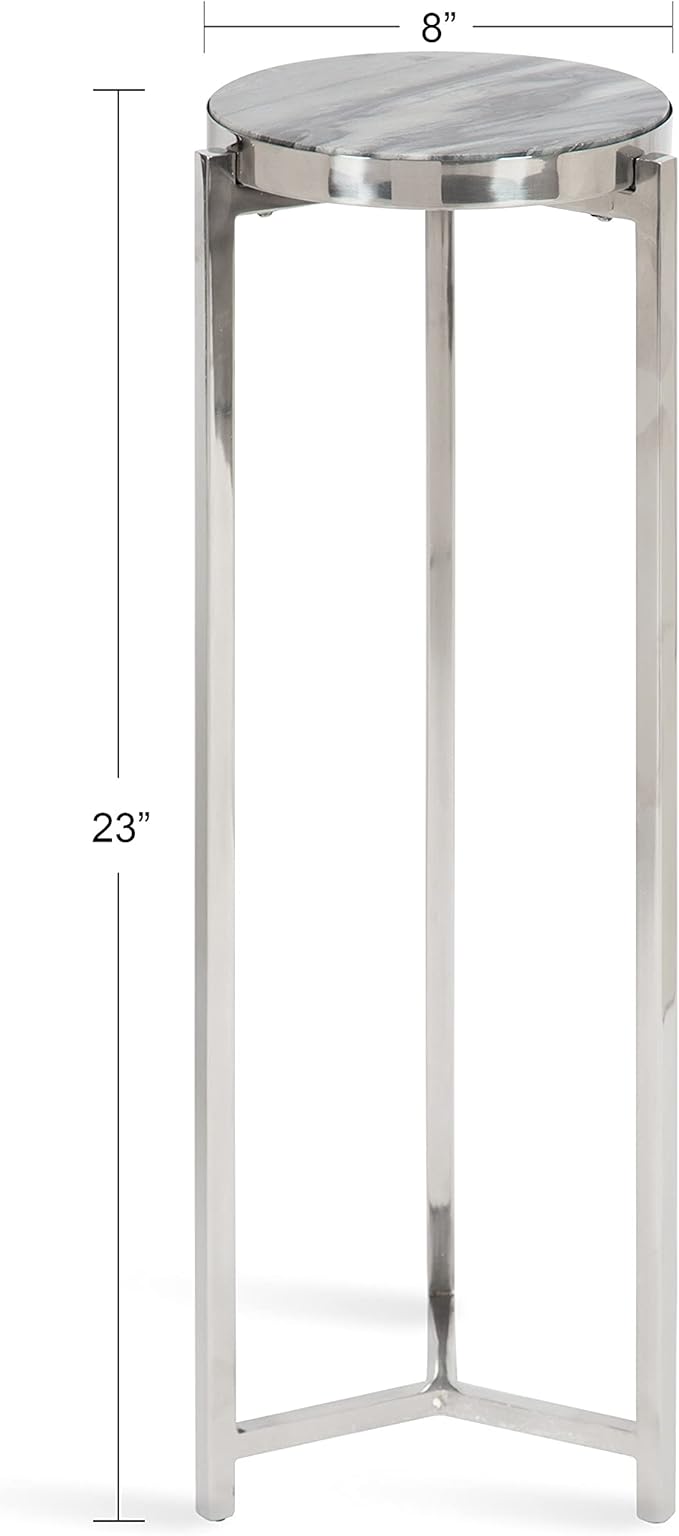 Kate and Laurel Aguilar Modern Drink Table; 9 x 9 x 23; Gray and Silver; - Image 3