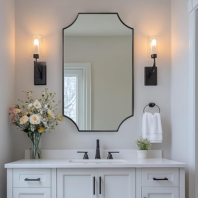 ANDY STAR 24x40 Matte Black Mirror, Scalloped Mirror - Image 7