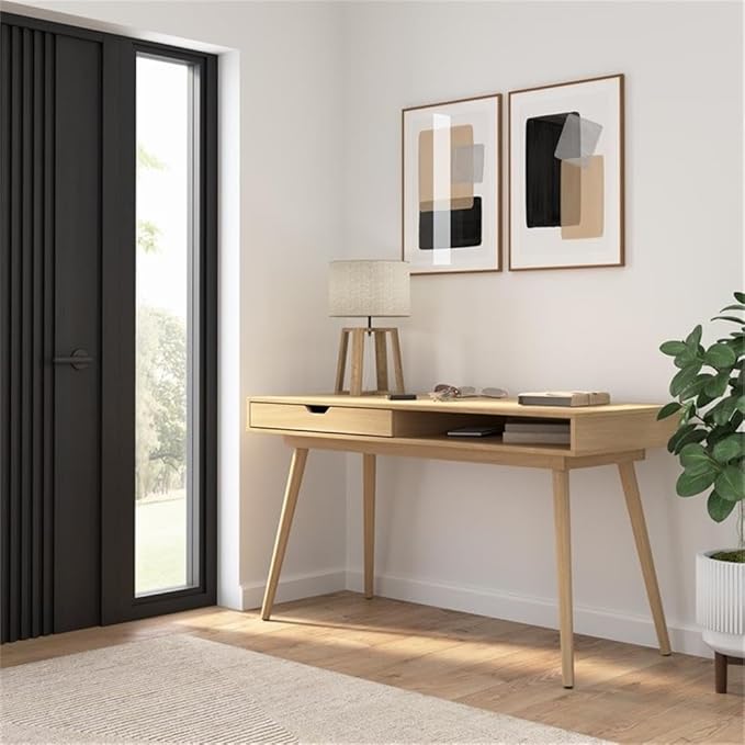 Bush Furniture Nora 54W Writing Desk in Natural Oak | Computer Table - Image 5