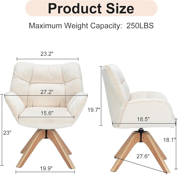 Mid Century Accent Chair, Fabric Desk Chair, Modern Cozy Vanity Chair no - Image 2