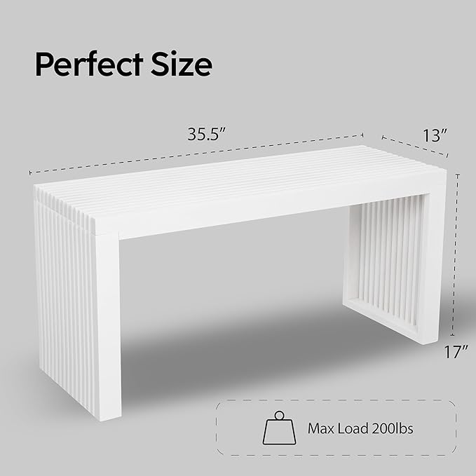SWEVEN Bamboo Natural 36 inch Wooden Bench, Small Wood Benches - Image 2