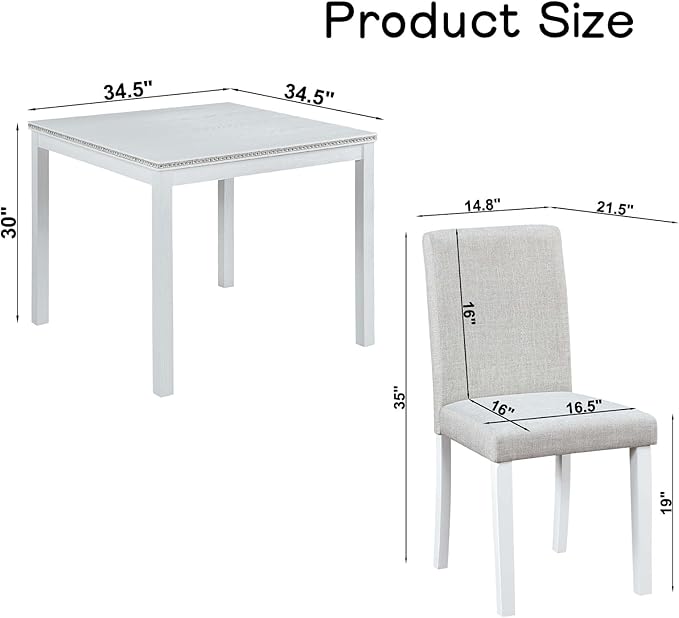 Dining Table Set for 4, 5-Piece Kitchen Table & Chairs Set - Image 2