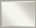 Amanti Art Grey Wall Mirror 32x42 Woodgrain Stripe Grey Rectangle Bathroom by AmantiArt