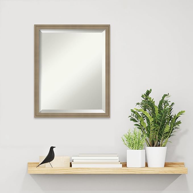 Amanti Art Brown Wall Mirror 22x18 Florence Light Brown Rectangle Bathroom - Image 5