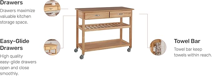 Homestyles General Line Natural Mobile Kitchen Cart - Image 3