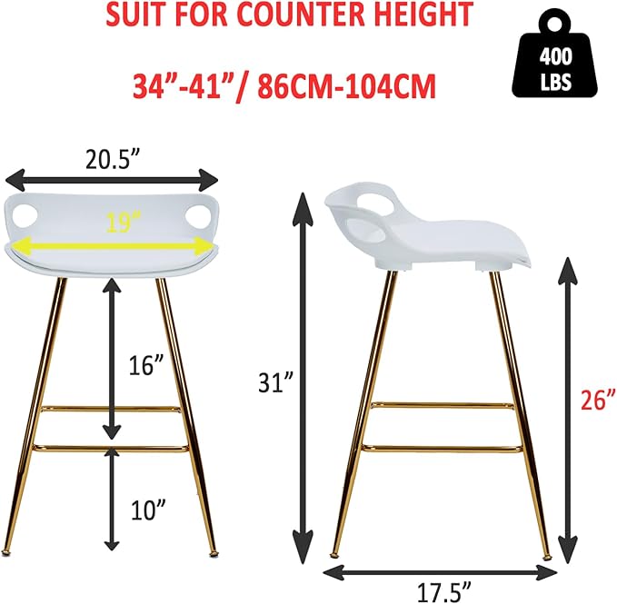 Sidanli Bar Stools Set of 2, Counter Height Stools - Image 2