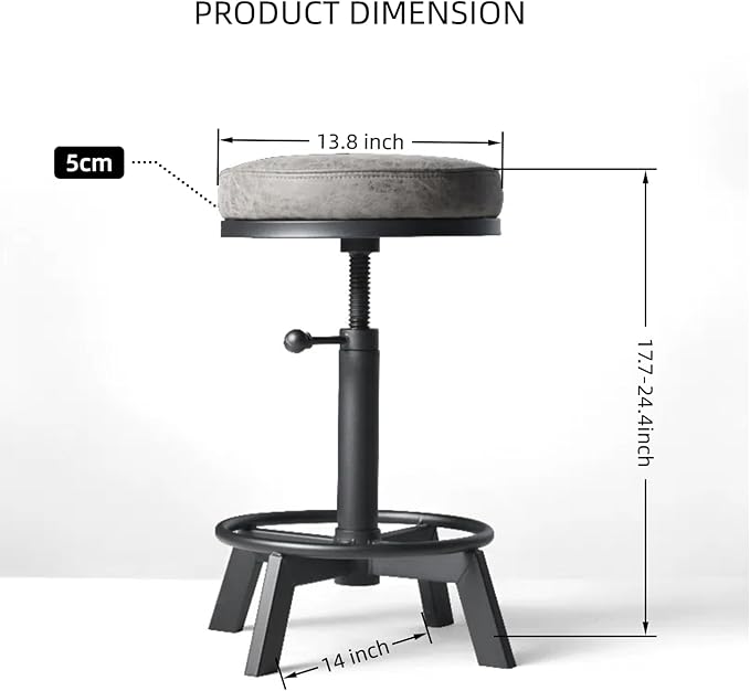 Vintage Bar Stools | Kitchen Island Counter Stool | Swivel Pu Seat | Extra - Image 3