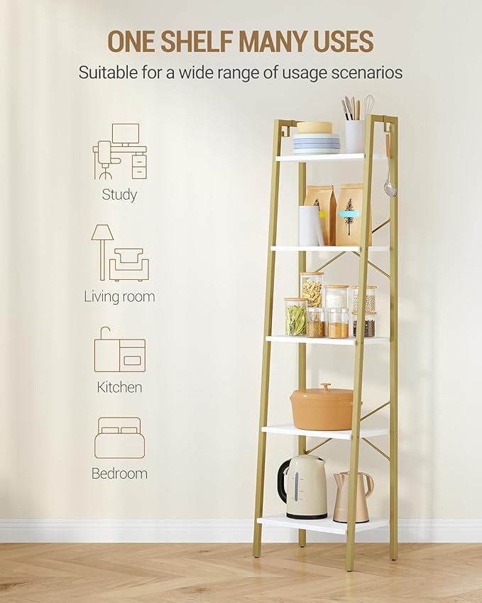 Ladder Shelf, Bookshelf Bookcase, Freestanding Corner Storage Shelve - Image 6