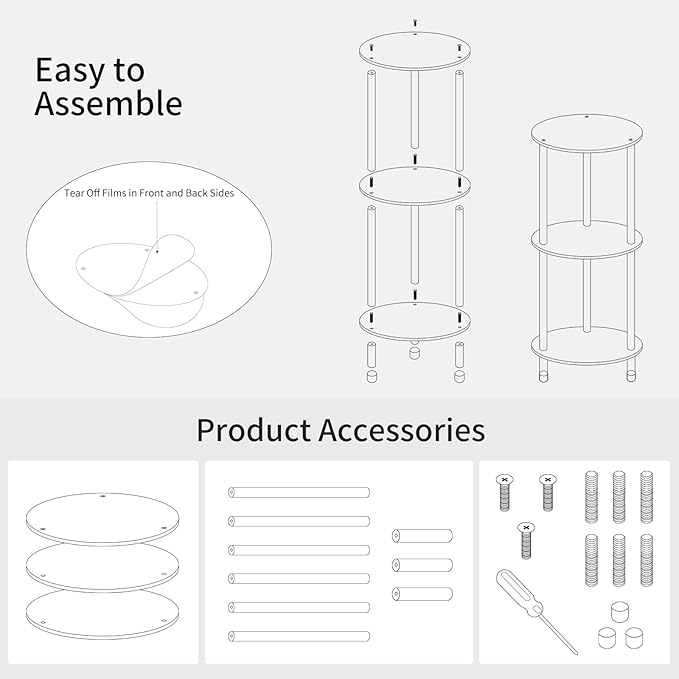 Clear Round Acrylic Side Table for Small Spaces, 11.81" L x 11.81" W x 26.7" H - Image 5
