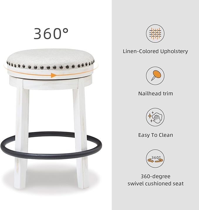 Signature Design by Ashley Valebeck 24" Counter Height Upholstered Swivel Stool - Image 5