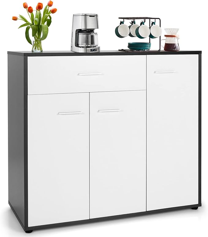 COSTWAY Buffet Sideboard Storage Cabinet, 2 Door Cabinets, Large Drawer by COSTWAY