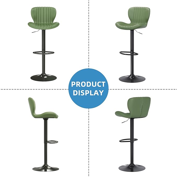 Shintenchi Bar Stools Set of 2 Modern Swivel Bar Chairs, Counter Height Faux - Image 7