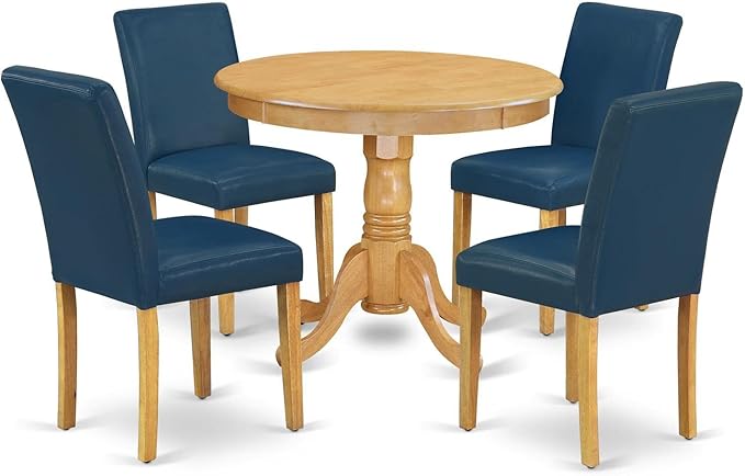 East West Furniture ANAB5-OAK-55 5 Piece Dining Room Table Set Includes a Round by EastWestFurniture