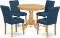 East West Furniture ANAB5-OAK-55 5 Piece Dining Room Table Set Includes a Round by EastWestFurniture