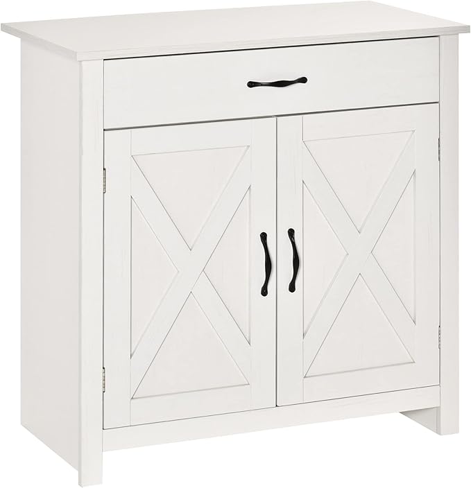 HOMCOM Farmhouse Sideboard Buffet Cabinet, Barn Door Coffee Bar Cabinet by HOMCOM
