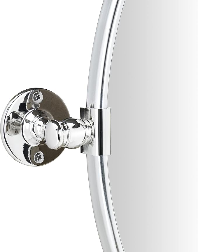 TEHOME Round Pivot Bathroom Mirror Chrome Circle Metal Framed Tilting Vanity - Image 4
