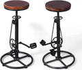 Set of 2 Industrial Bar Stool-Swivel Vintage Coffee Kitchen Dining Island by BOKKOLIK