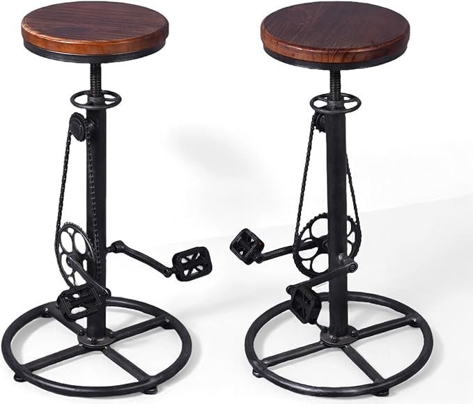 Set of 2 Industrial Bar Stool-Swivel Vintage Coffee Kitchen Dining Island by BOKKOLIK