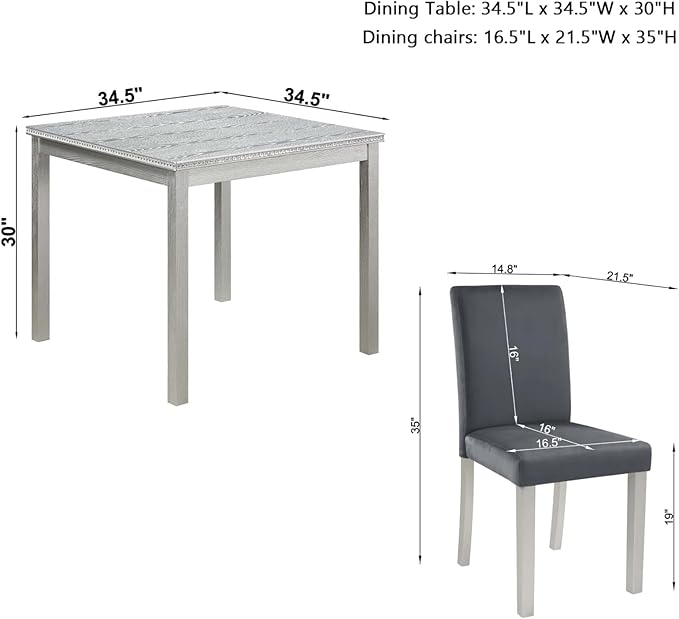Dining Table Set for 4, 5-Piece Dining Room Table Set - Image 4