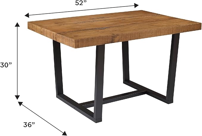 Walker Edison Durango Distressed Solid Wood Dining Table, 52 Inch, Rustic Oak - Image 3