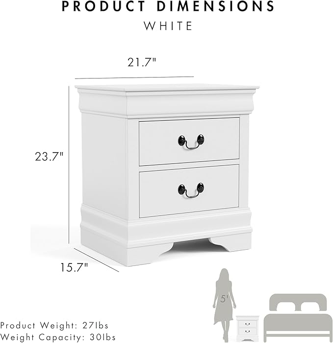 Furniture of America Arabella Traditional Solid Wood Nightstands Set of 2 - Image 3