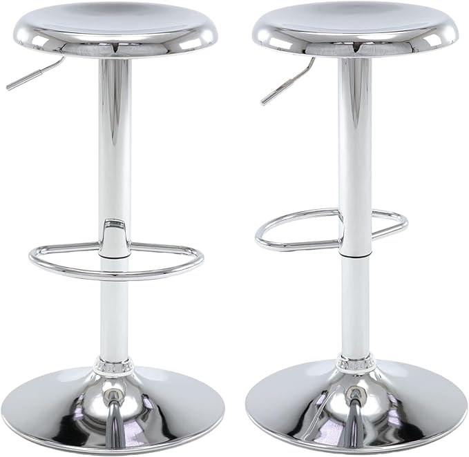 Bar Stools - 2 Pack, Adjustable Swivel Height Counter Bar Stool, Modern Metal by Unknown