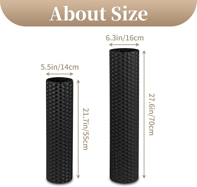 Sziqiqi Black Tall Floor Vase: 27.6/21.7in Metal Cylinder Vases Extra Large - Image 6
