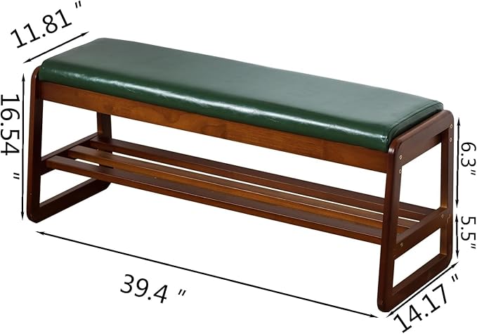 Shoe Rack Bench, Solid Wood Entryway Bench - Image 3