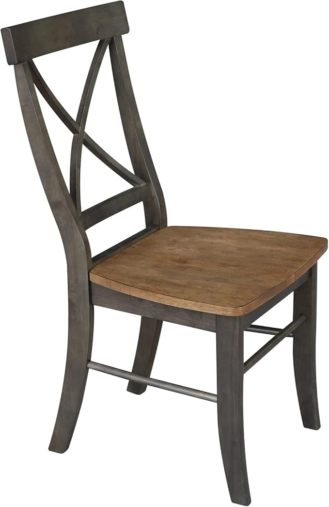 Set of Two X-Back Dining Chairs, Hickory/Washed Coal - Image 11